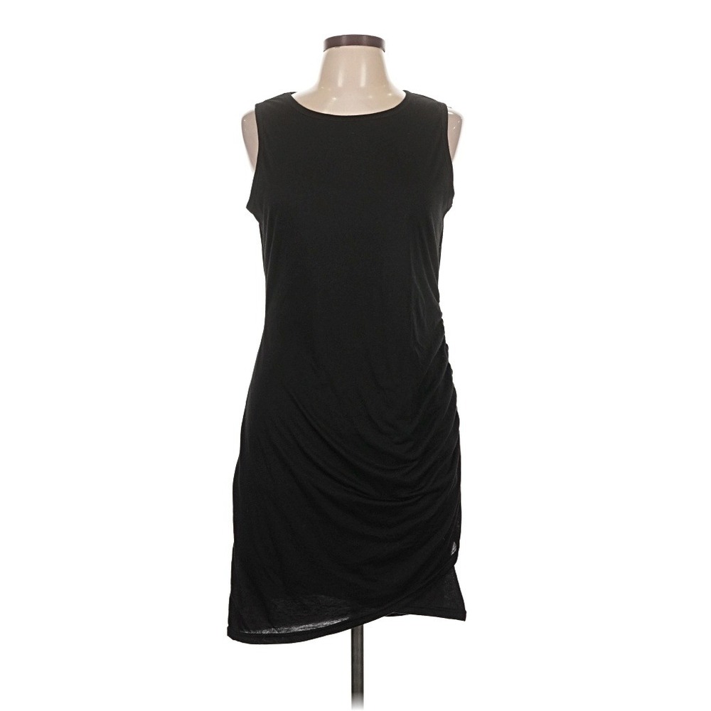 BTFBM Womens Black Sleeveless Ruched Sheath Cocktail Dress Size L Knee Length